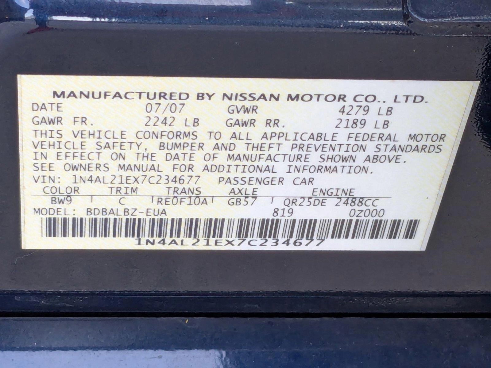 2007 Nissan Altima Vehicle Photo in Pembroke Pines , FL 33084