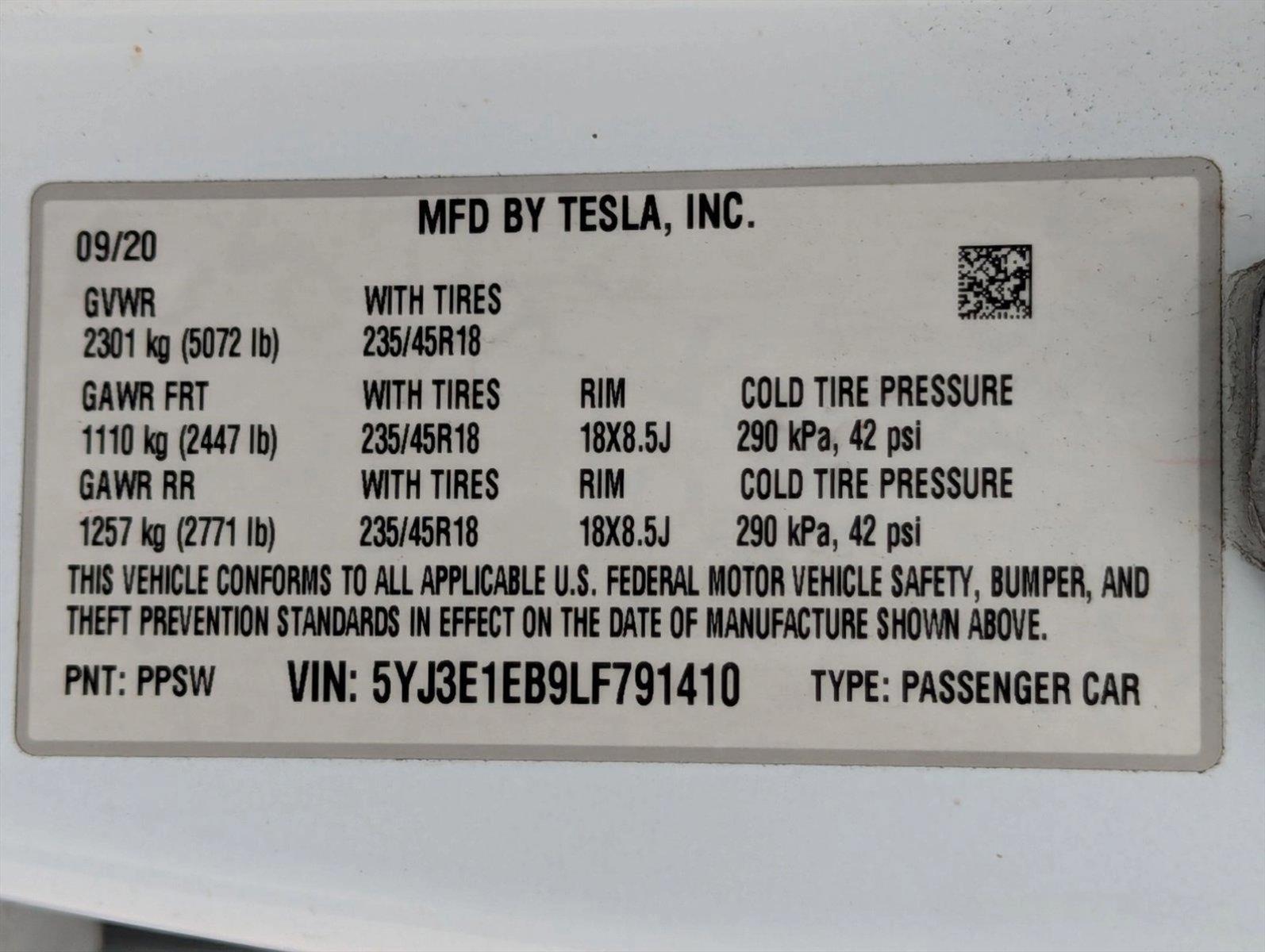 2020 Tesla Model 3 Vehicle Photo in Pembroke Pines , FL 33027
