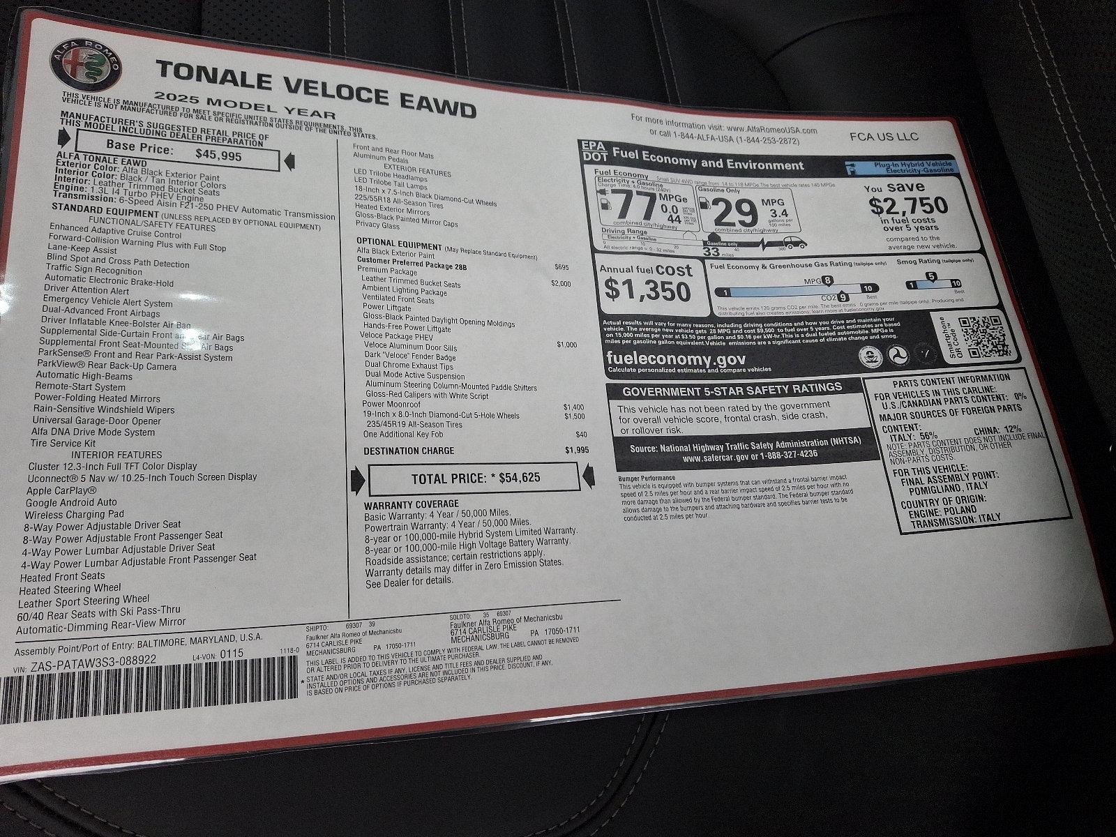 2025 Alfa Romeo Tonale Vehicle Photo in Mechanicsburg, PA 17050