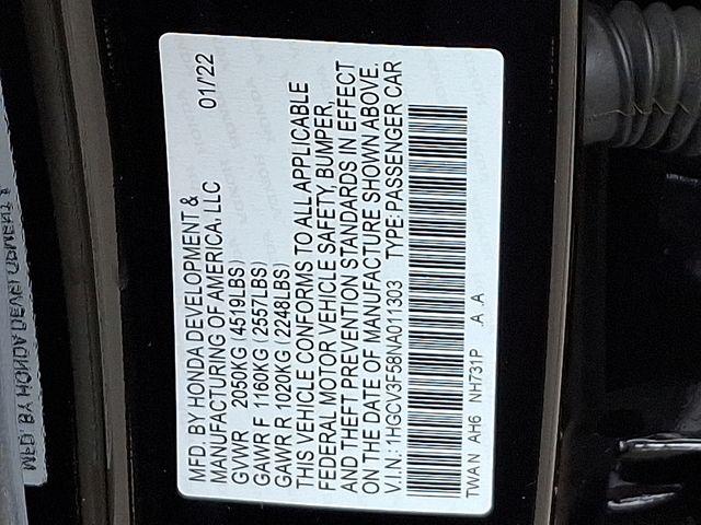 2022 Honda Accord Vehicle Photo in DANBURY, CT 06810-5034
