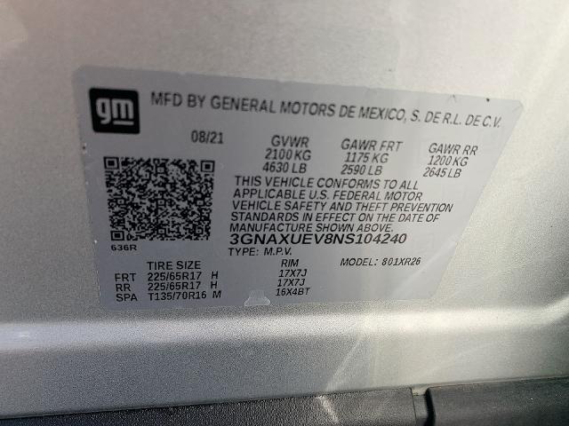 2022 Chevrolet Equinox Vehicle Photo in MOON TOWNSHIP, PA 15108-2571
