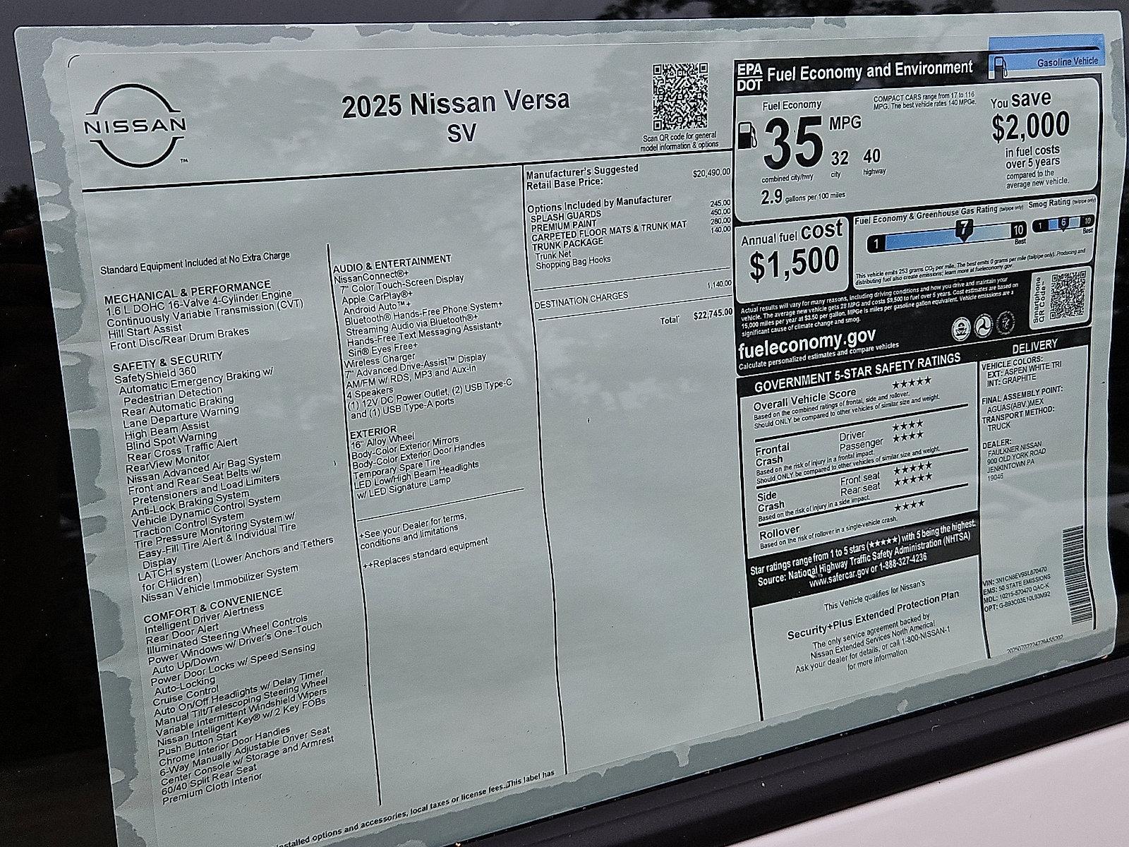 2025 Nissan Versa Vehicle Photo in Jenkintown, PA 19046