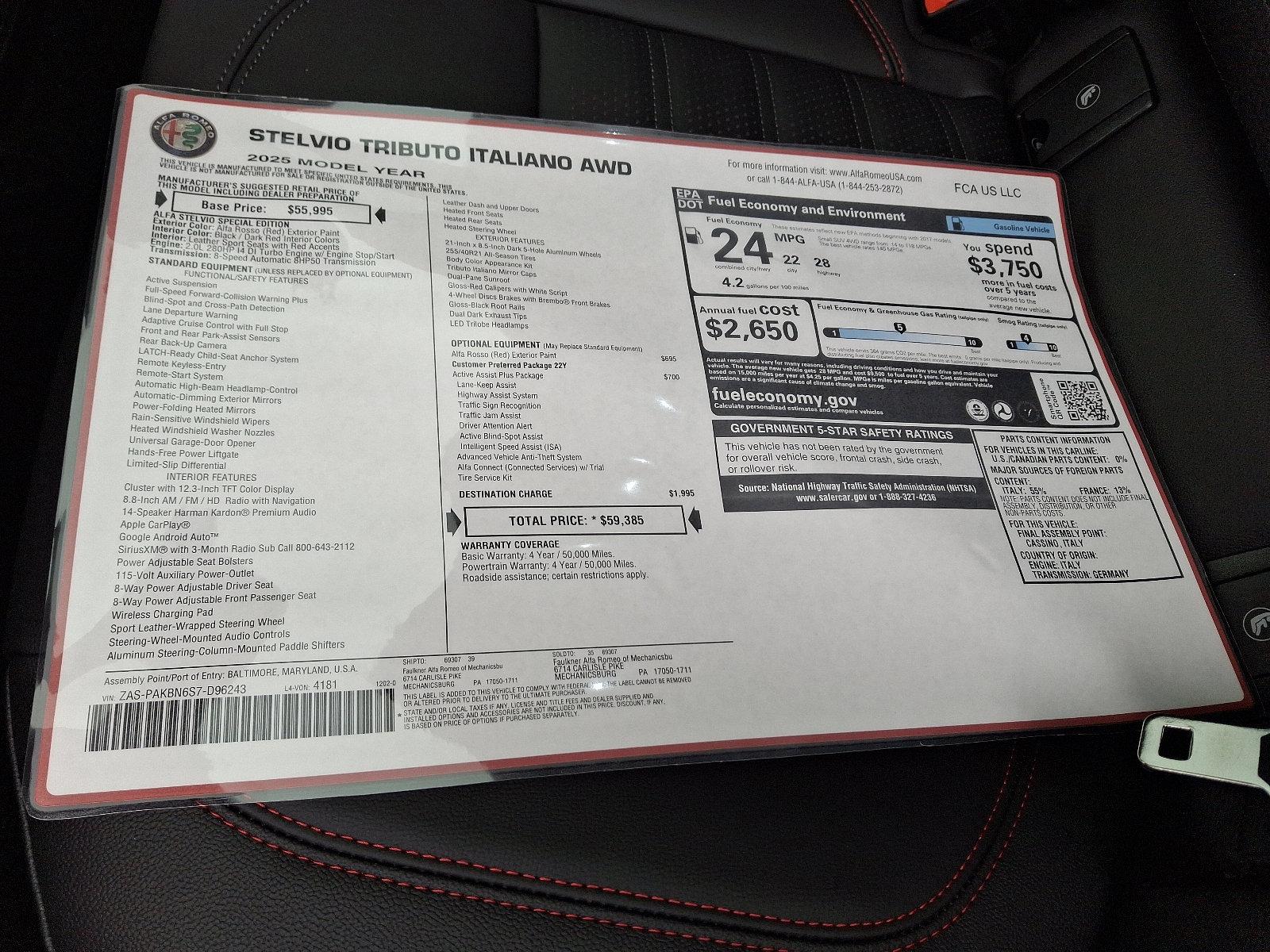 2025 Alfa Romeo Stelvio Vehicle Photo in Mechanicsburg, PA 17050