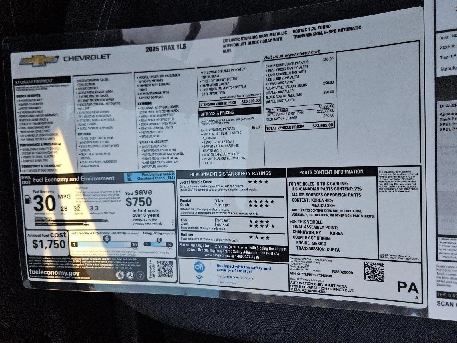 2025 Chevrolet Trax Vehicle Photo in MESA, AZ 85206-4395