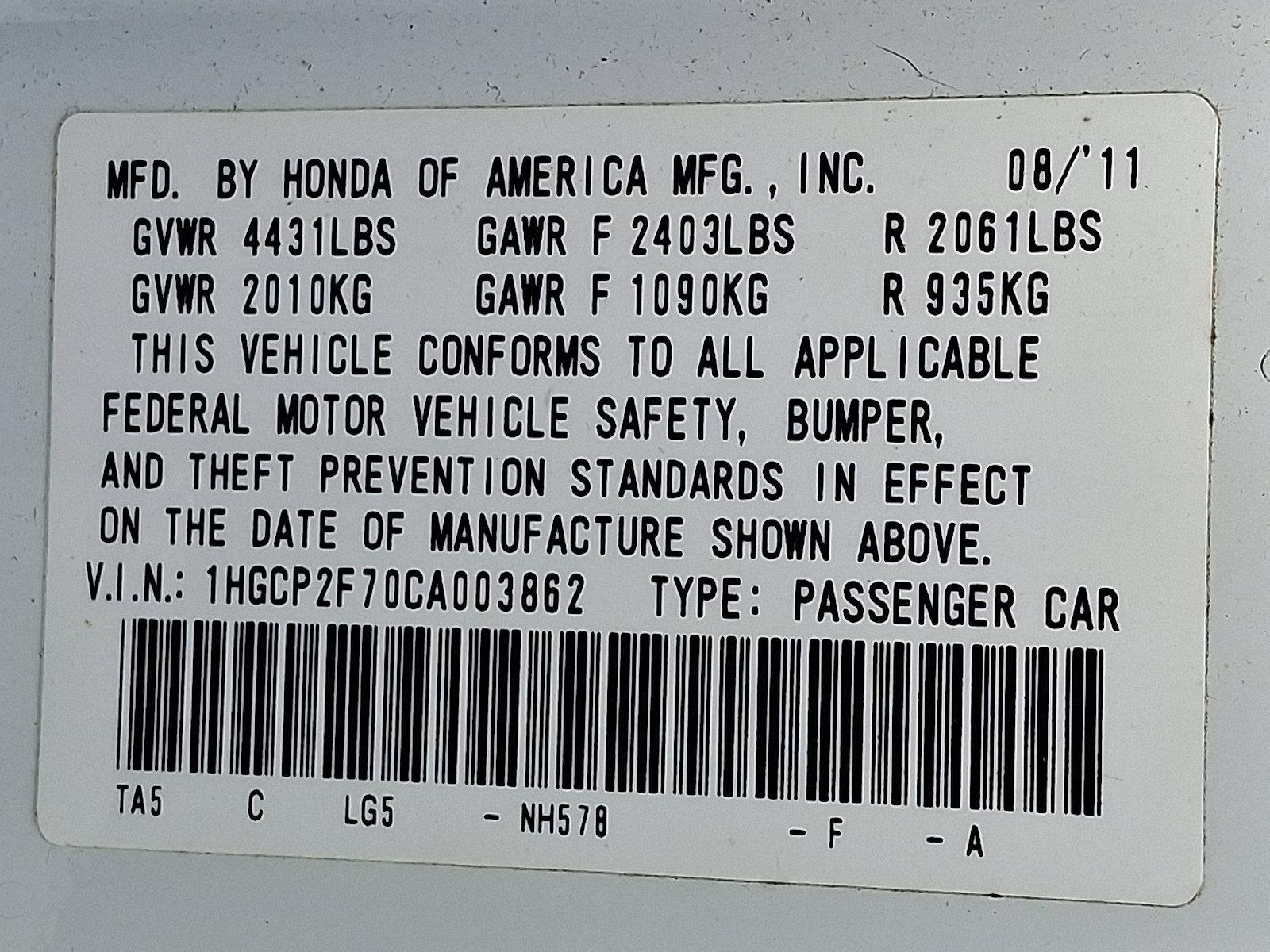 2012 Honda Accord Sedan Vehicle Photo in Lancaster, PA 17601