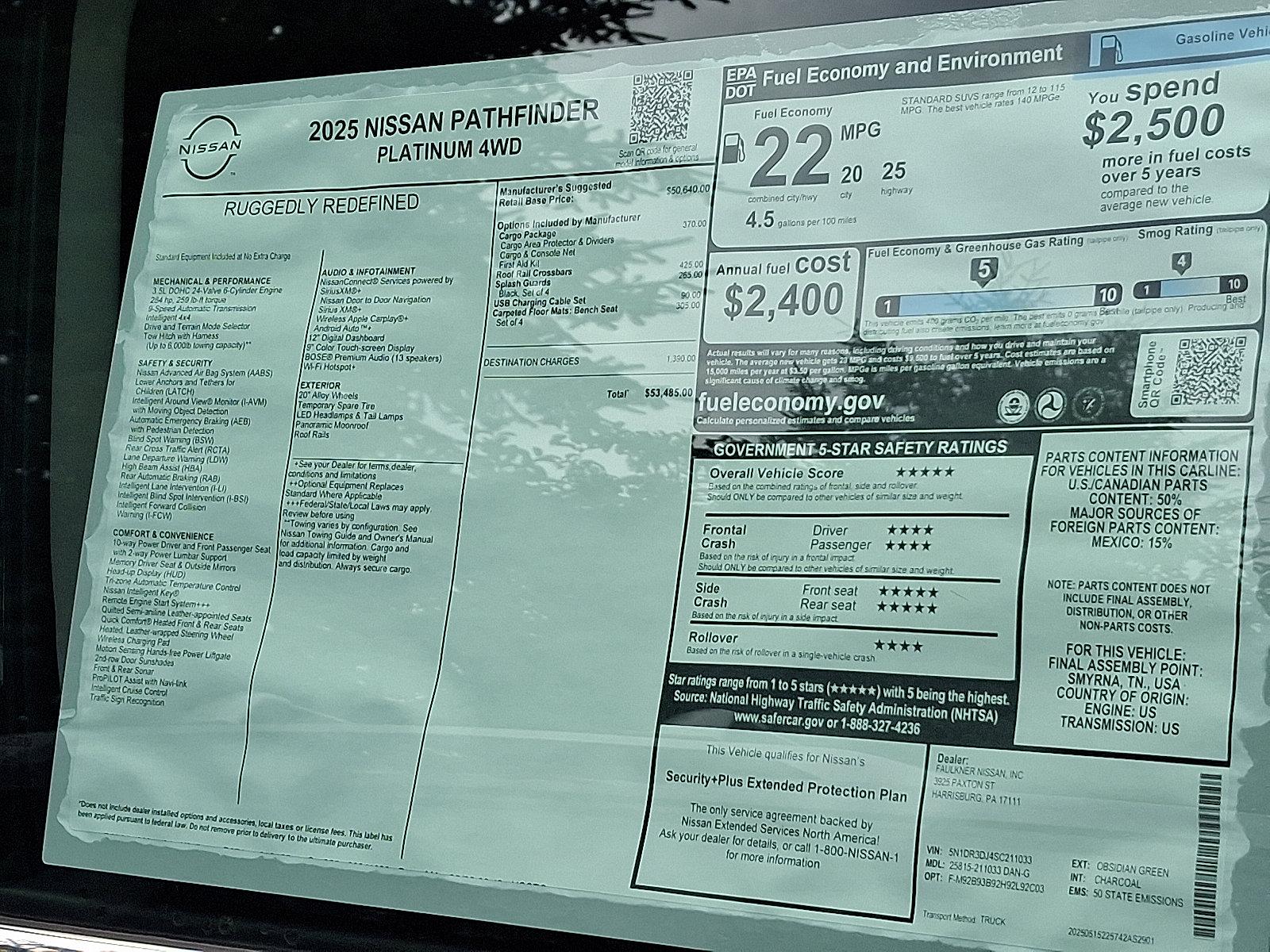 2025 Nissan Pathfinder Vehicle Photo in Harrisburg, PA 17111-1033