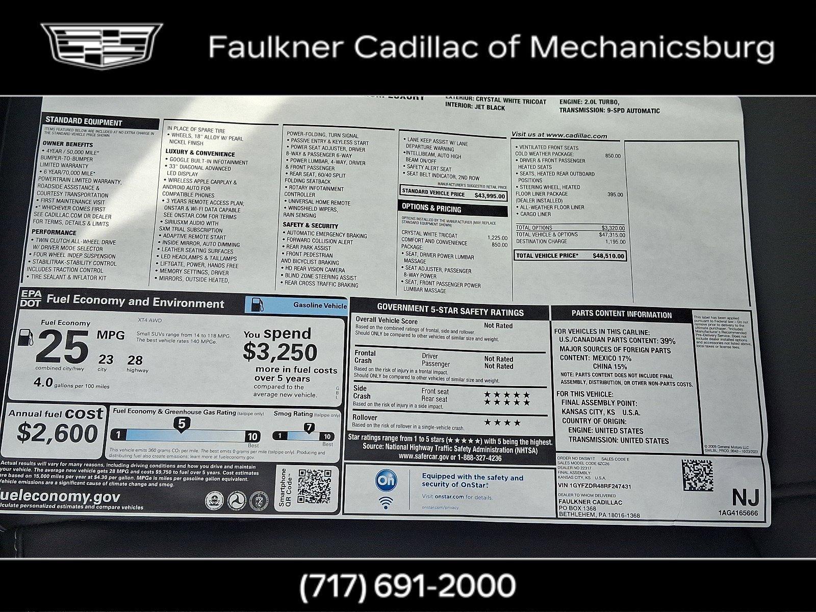 2024 Cadillac XT4 Vehicle Photo in MECHANICSBURG, PA 17050-1707
