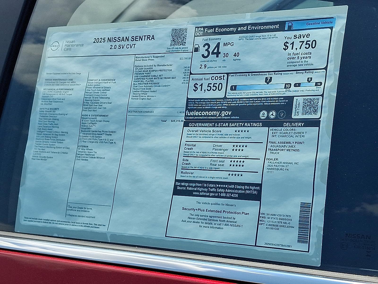 2025 Nissan Sentra Vehicle Photo in Harrisburg, PA 17111-1033