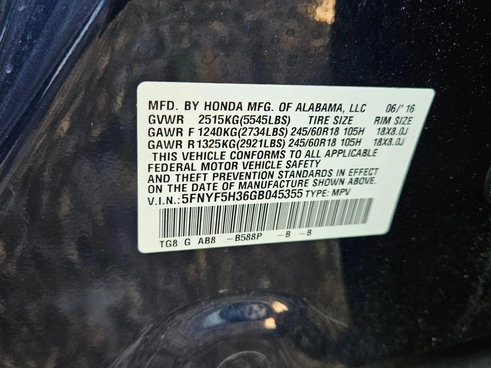 2016 Honda Pilot Vehicle Photo in Clearwater, FL 33765