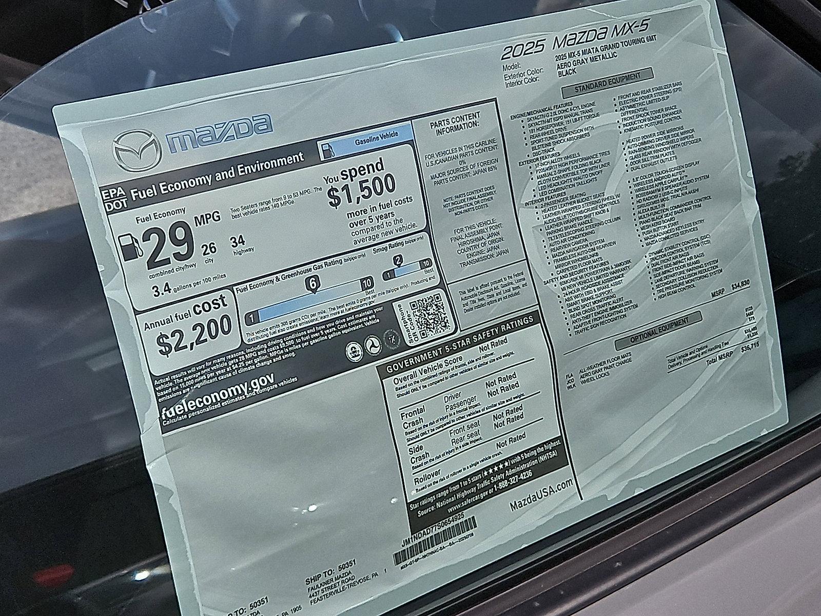 2025 Mazda MX-5 Miata Vehicle Photo in Trevose, PA 19053