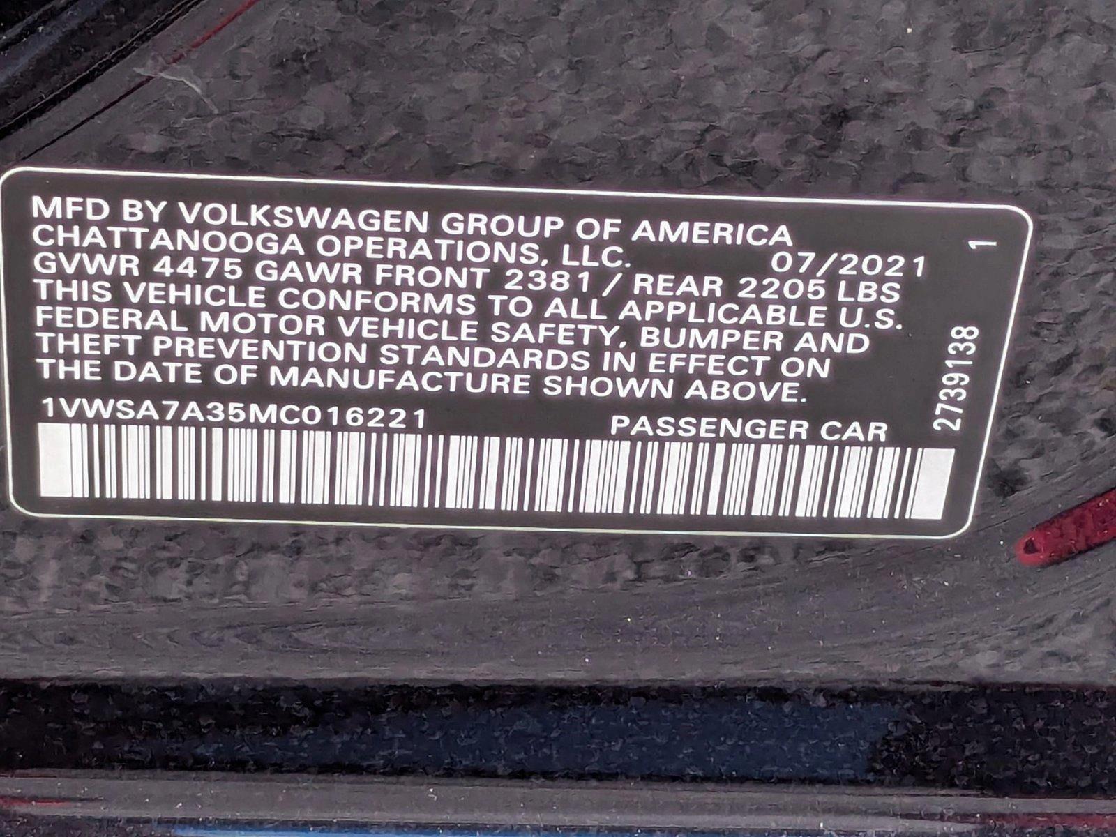 2021 Volkswagen Passat Vehicle Photo in PEMBROKE PINES, FL 33024-6534