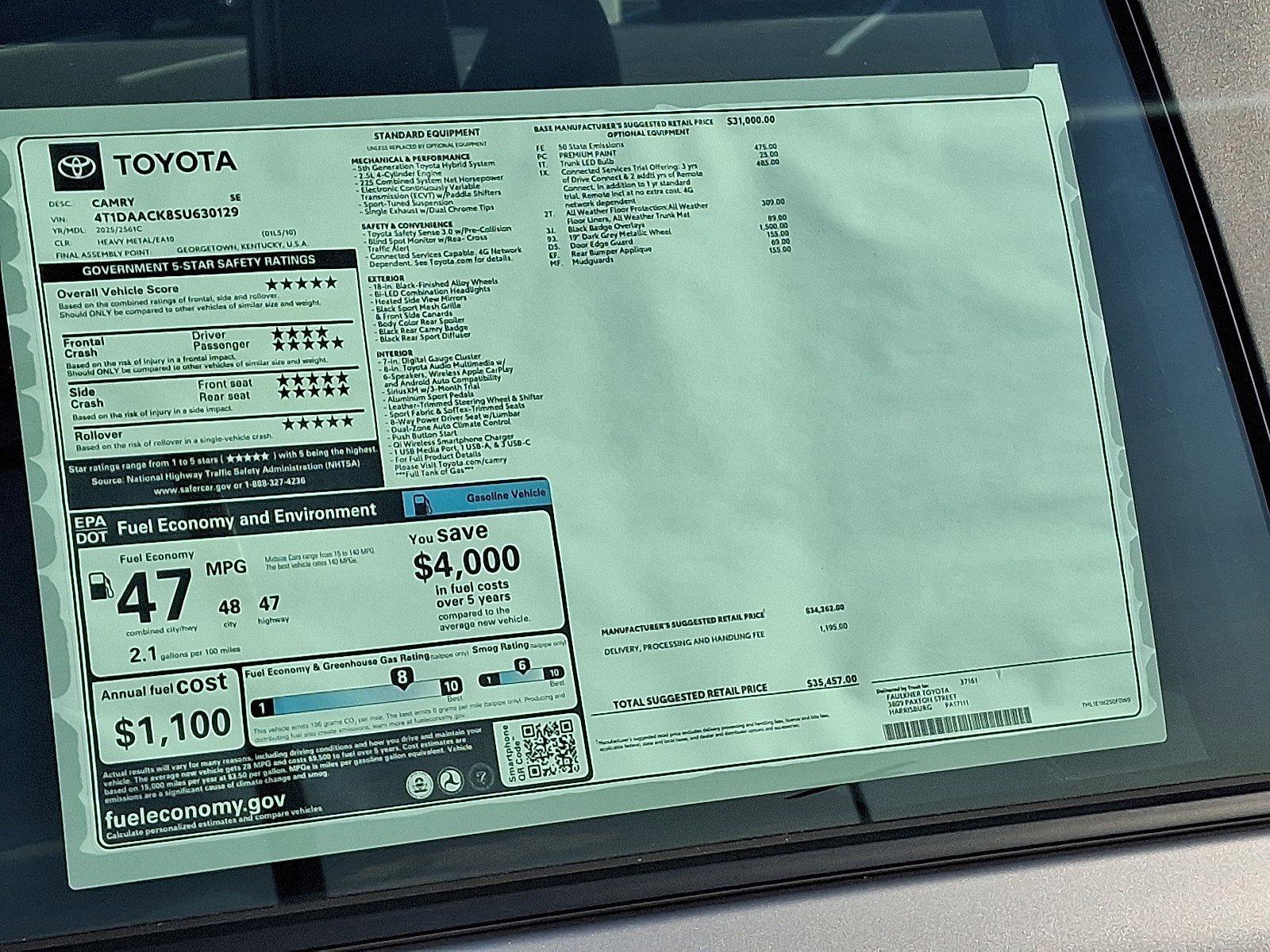 2025 Toyota Camry Vehicle Photo in Harrisburg, PA 17111