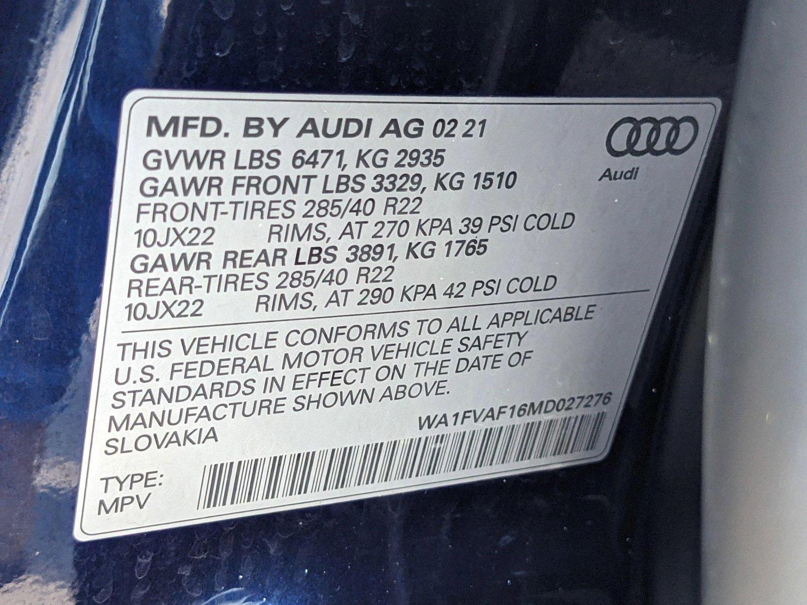 2021 Audi Q8 Vehicle Photo in MIAMI, FL 33172-3015