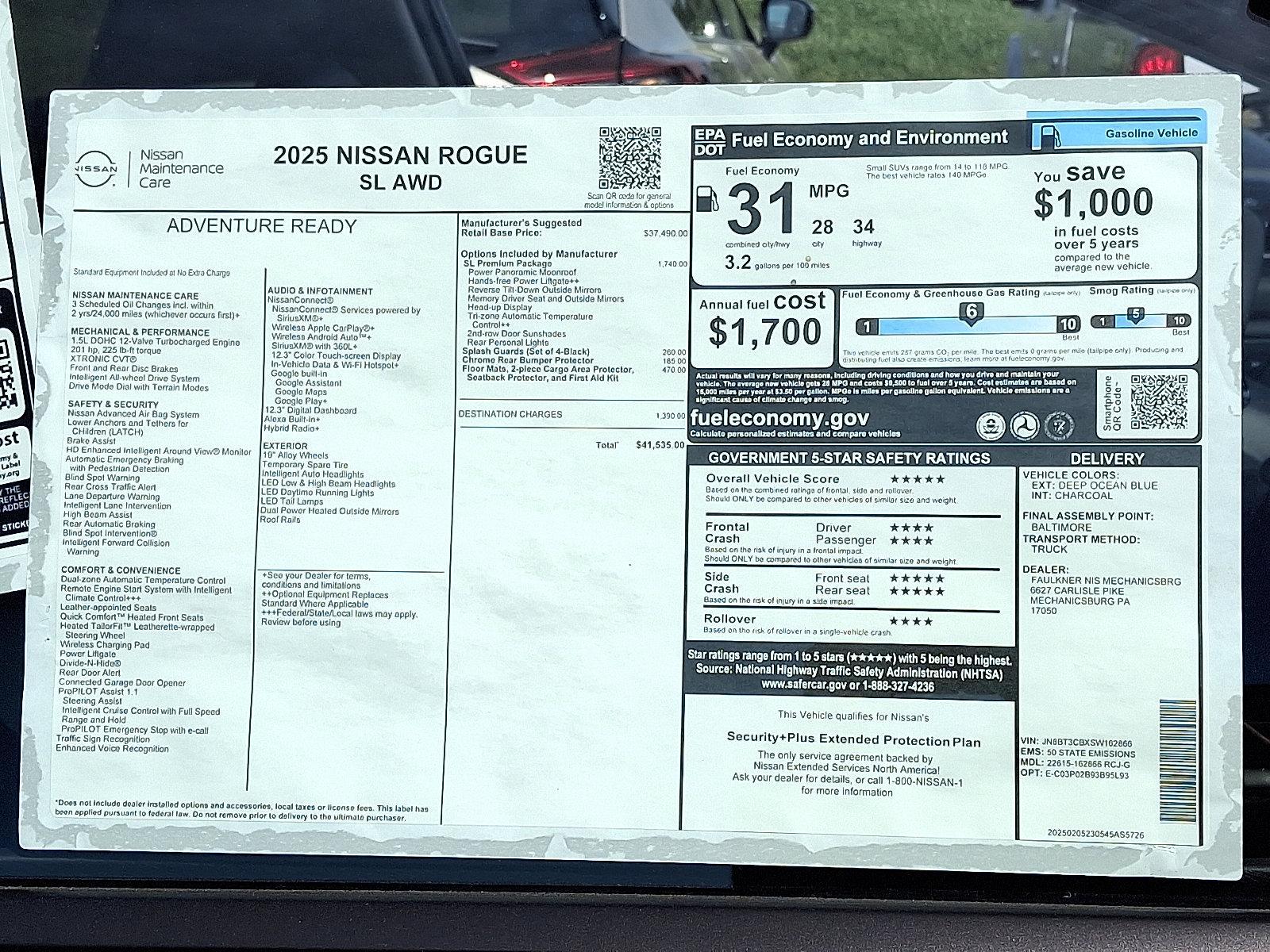 2025 Nissan Rogue Vehicle Photo in Mechanicsburg, PA 17050-2306