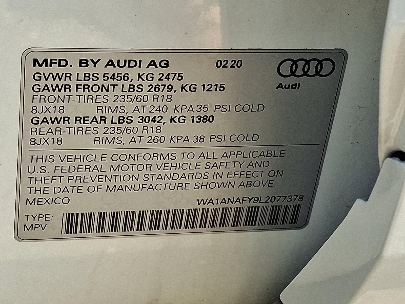 2020 Audi Q5 Vehicle Photo in BETHLEHEM, PA 18017-9401