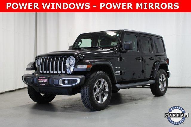 Used 2020 Jeep Wrangler Unlimited Sahara with VIN 1C4HJXEN7LW127956 for sale in Orrville, OH