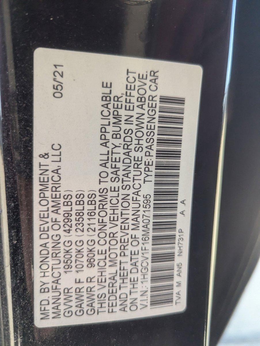 2021 Honda Accord Sedan Vehicle Photo in CORPUS CHRISTI, TX 78412-4902