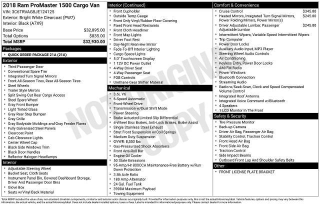 2018 Ram ProMaster Cargo Van Vehicle Photo in Weatherford, TX 76087