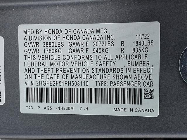 2023 Honda Civic Sedan Vehicle Photo in TREVOSE, PA 19053-4984