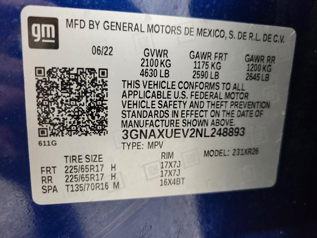 2022 Chevrolet Equinox Vehicle Photo in APPLETON, WI 54914-4656