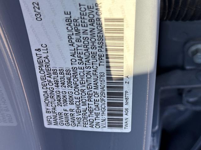 2022 Honda Accord Hybrid Vehicle Photo in PITTSBURG, CA 94565-7121