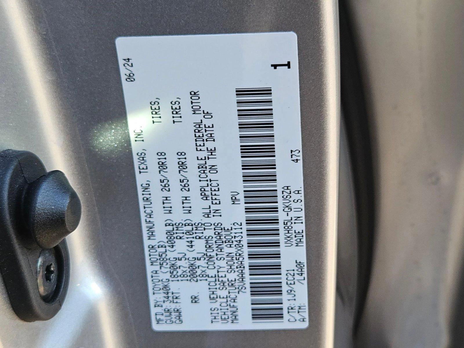 2024 Toyota SEQUHV Vehicle Photo in GILBERT, AZ 85297-0446