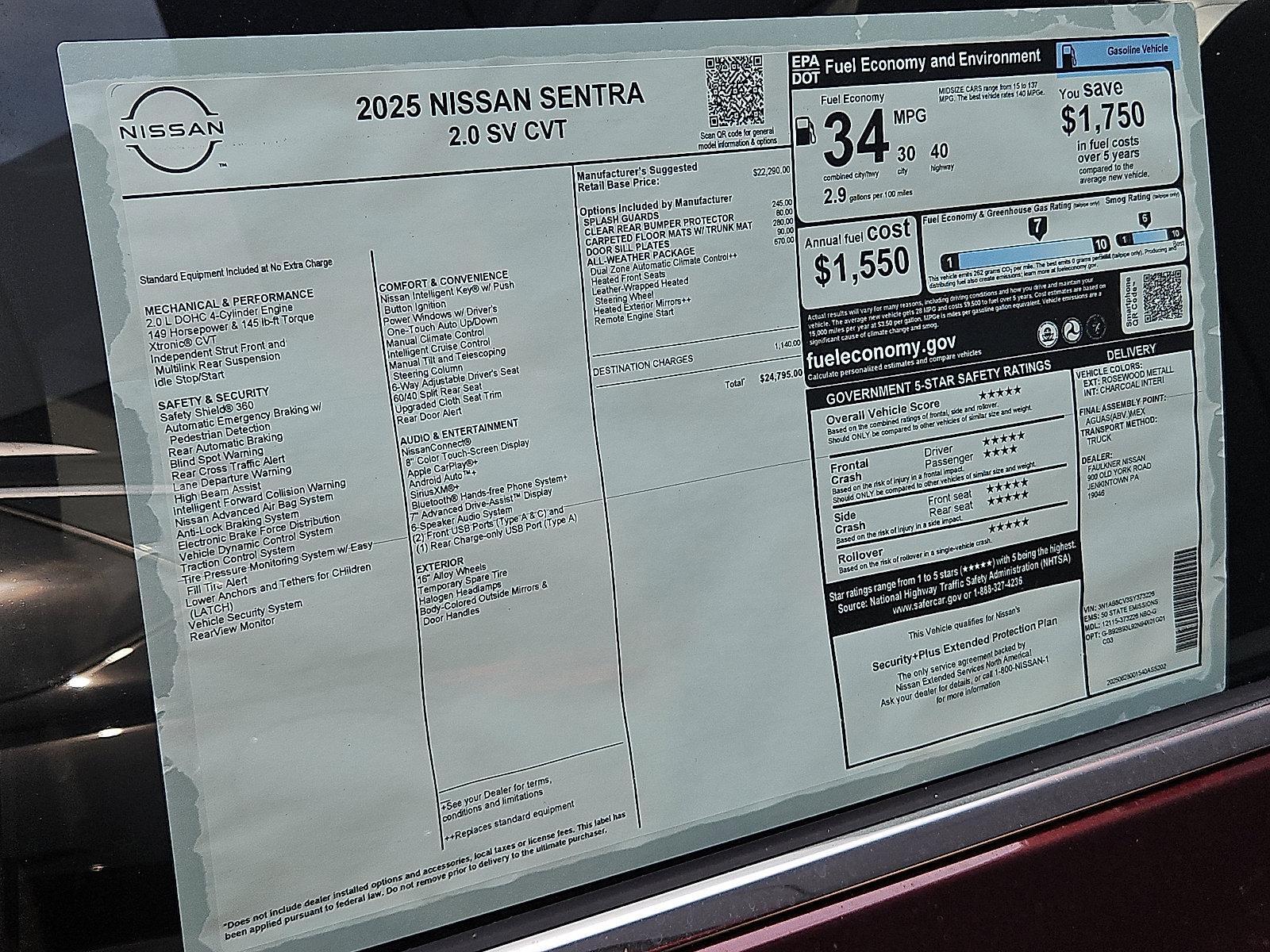 2025 Nissan Sentra Vehicle Photo in Jenkintown, PA 19046