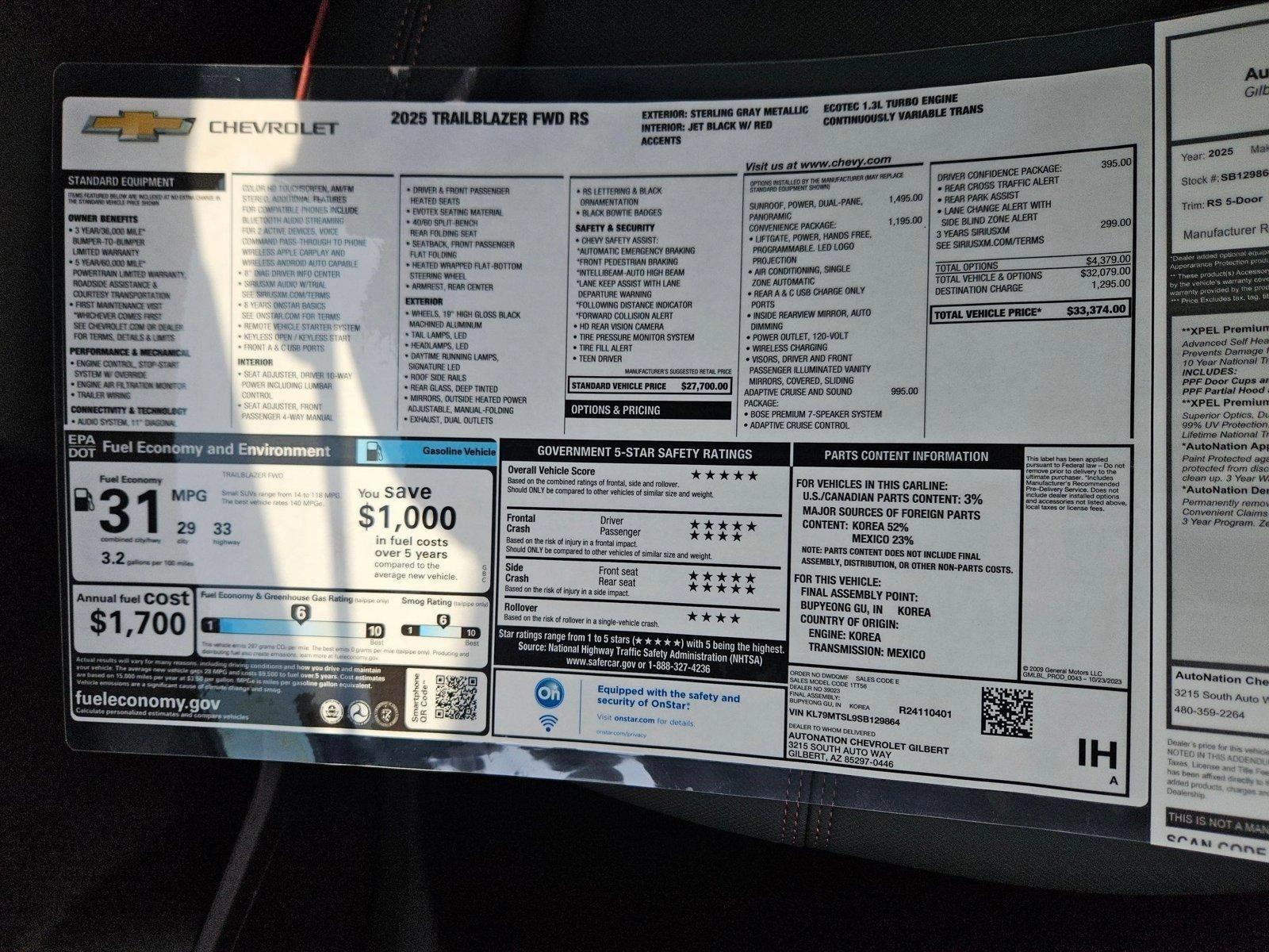 2025 Chevrolet Trailblazer Vehicle Photo in GILBERT, AZ 85297-0446
