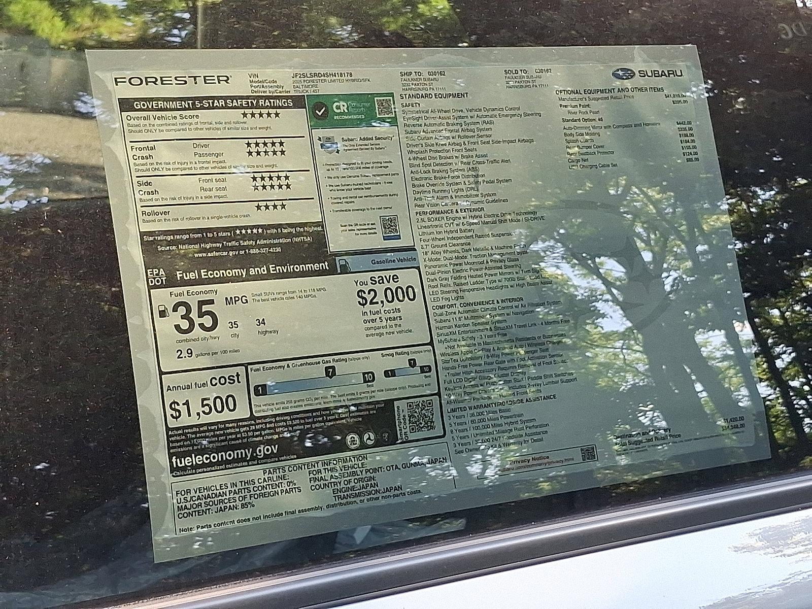 2025 Subaru Forester Vehicle Photo in Harrisburg, PA 17111