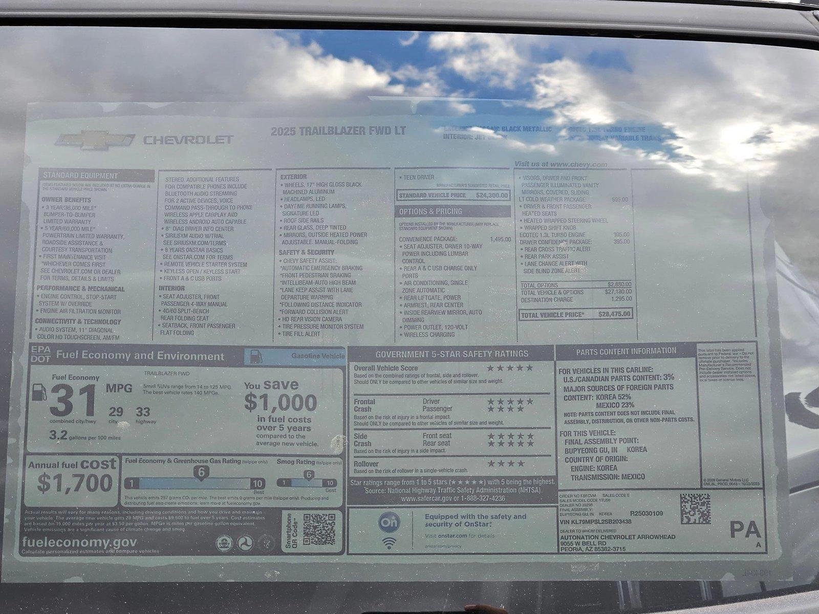 2025 Chevrolet Trailblazer Vehicle Photo in PEORIA, AZ 85382-3715