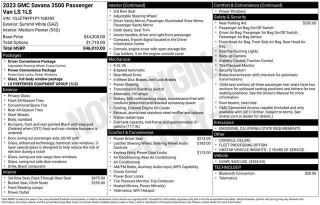 2023 GMC Savana Passenger 3500 Vehicle Photo in DANBURY, CT 06810-5034