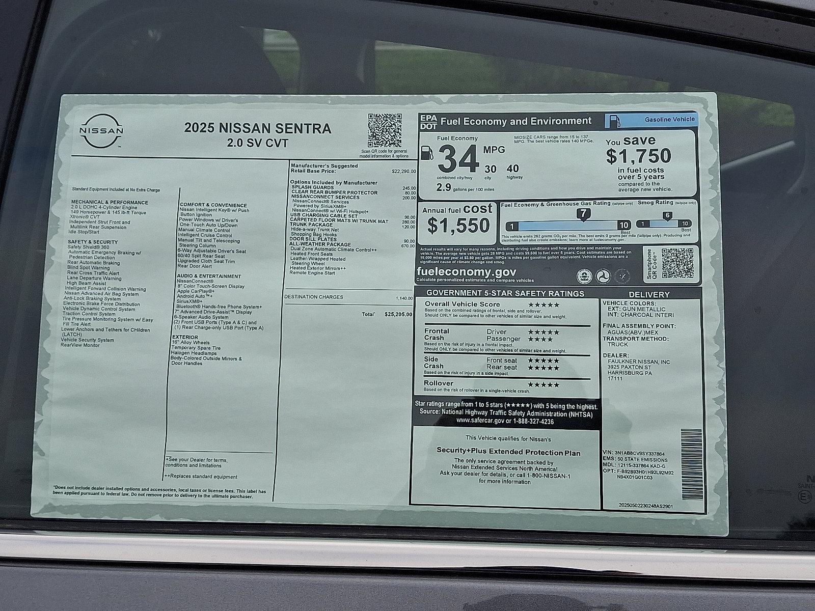 2025 Nissan Sentra Vehicle Photo in Harrisburg, PA 17111-1033
