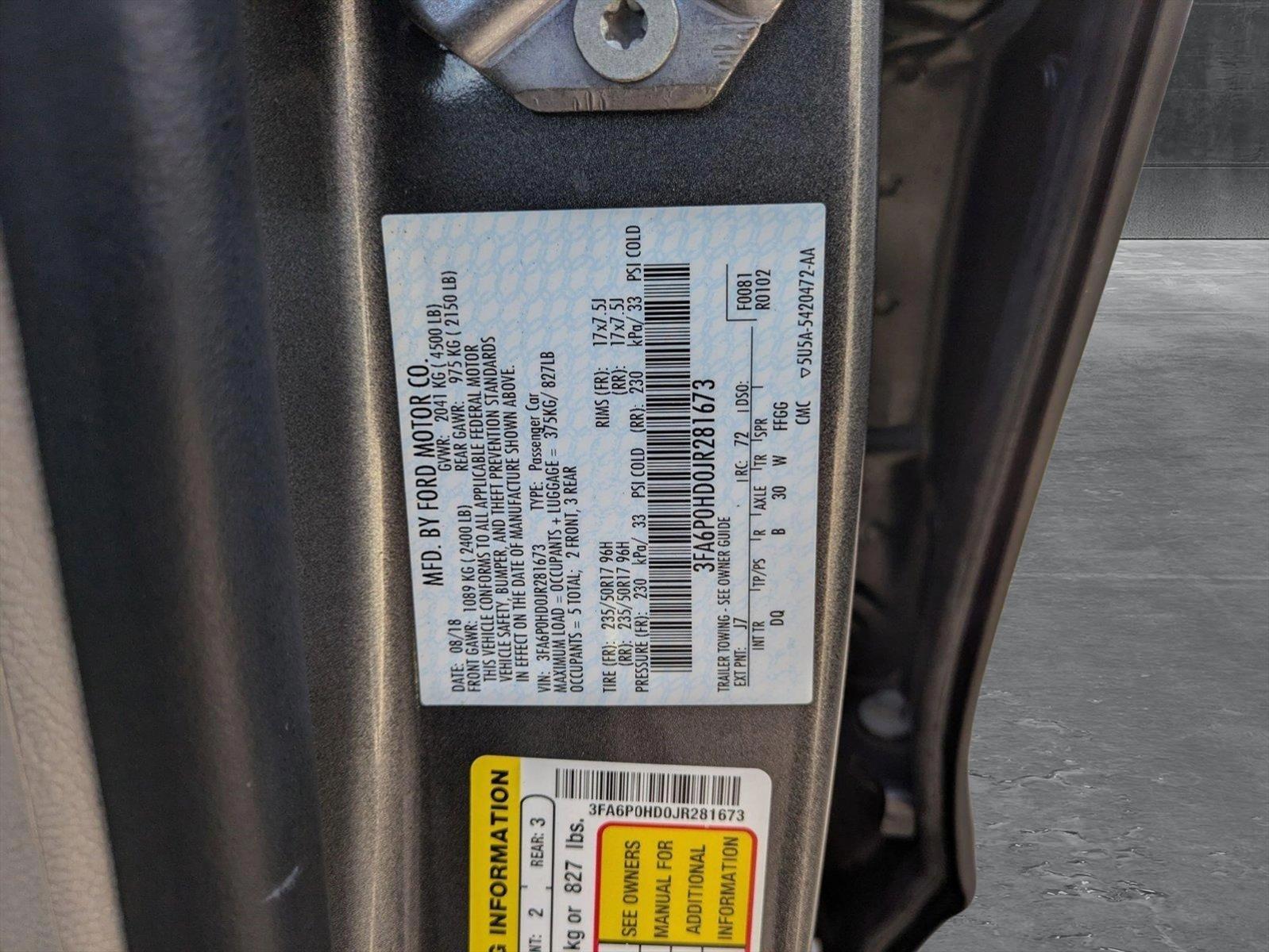 2018 Ford Fusion Vehicle Photo in LAUREL, MD 20707-4697
