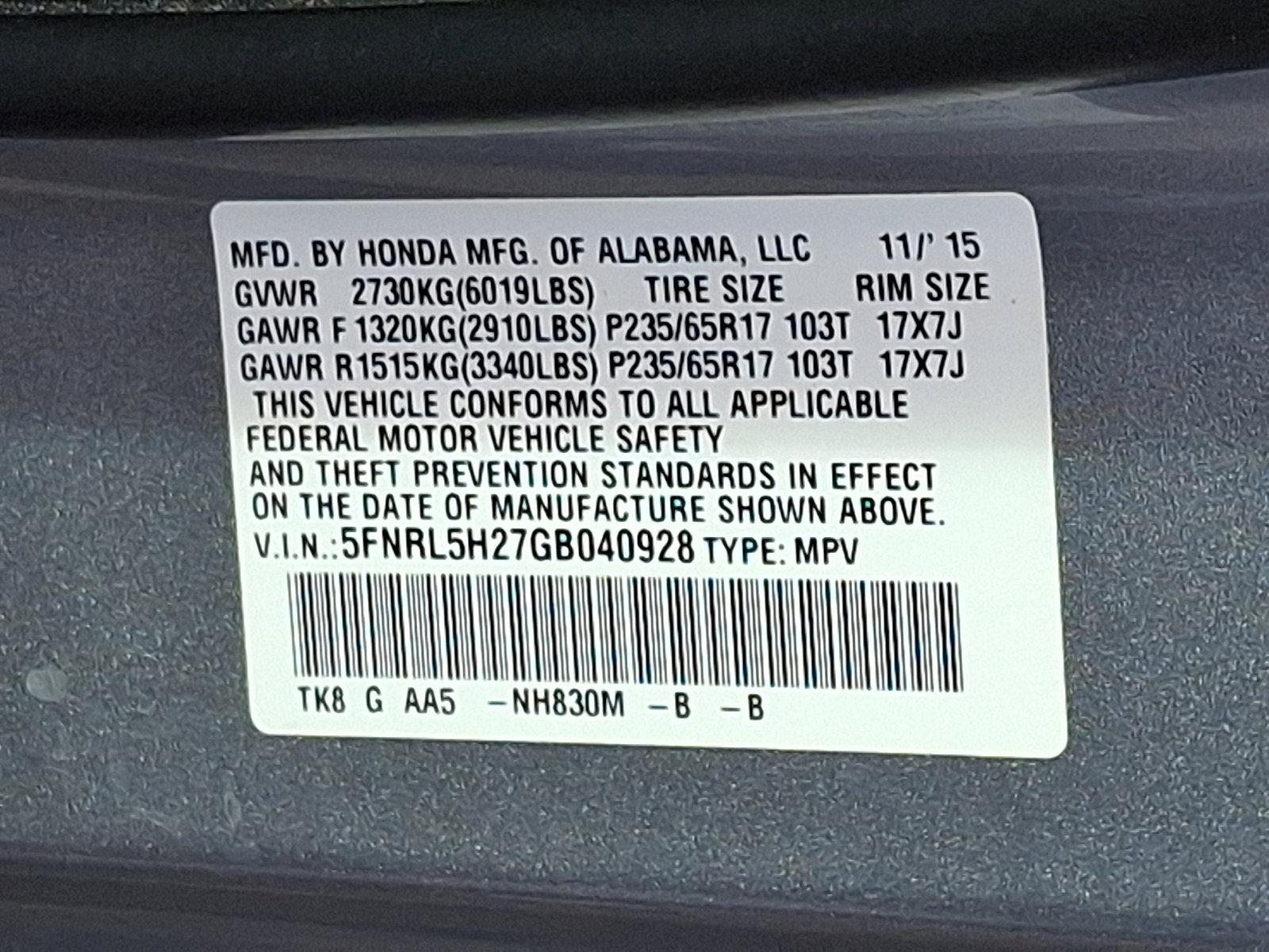 2016 Honda Odyssey Vehicle Photo in Trevose, PA 19053