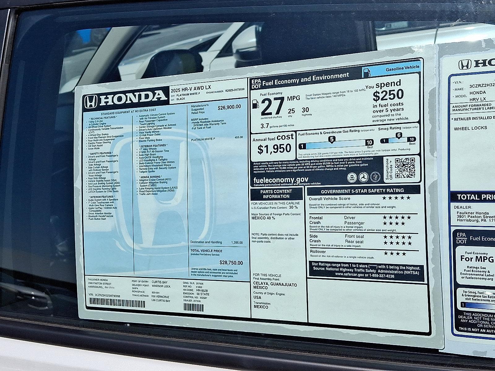2025 Honda HR-V Vehicle Photo in Harrisburg, PA 17111