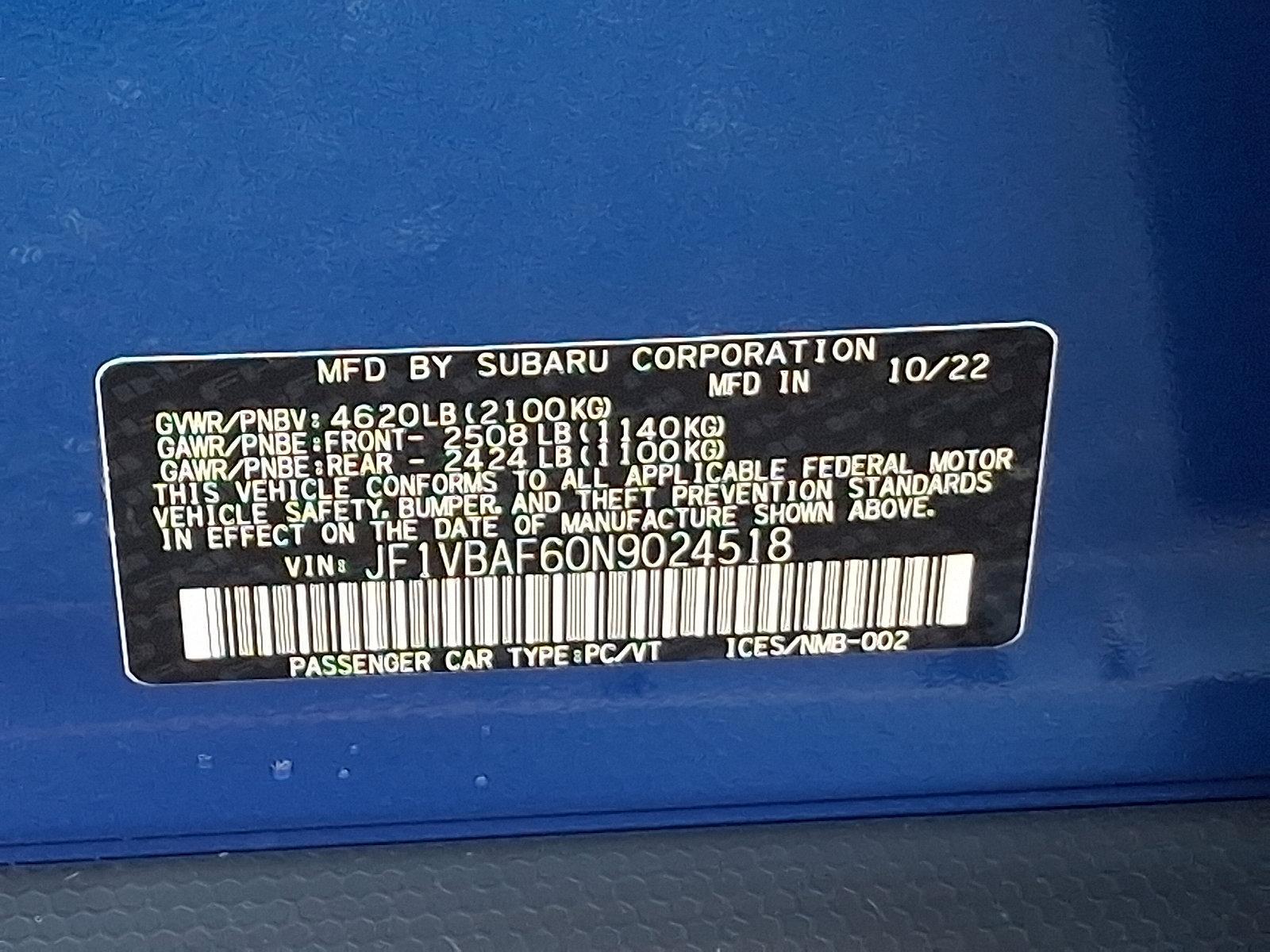 2022 Subaru WRX Vehicle Photo in Trevose, PA 19053