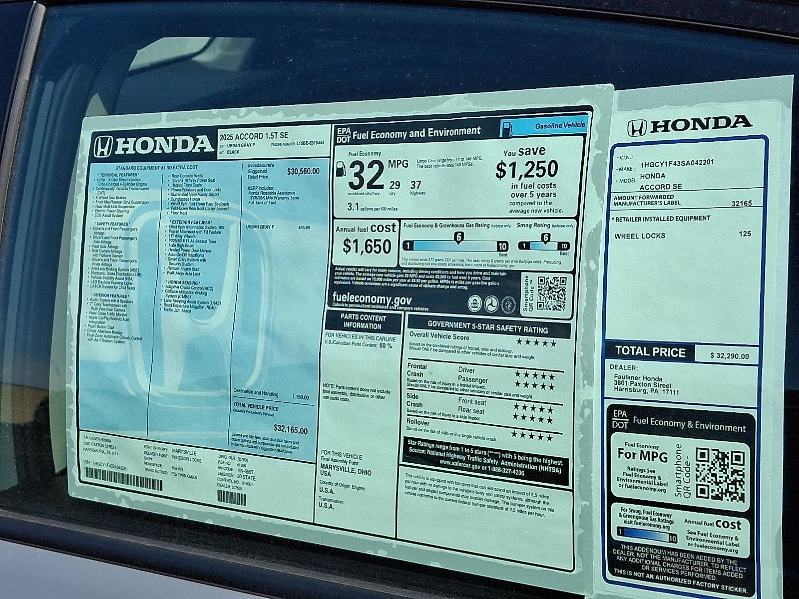2025 Honda Accord Sedan Vehicle Photo in Harrisburg, PA 17111