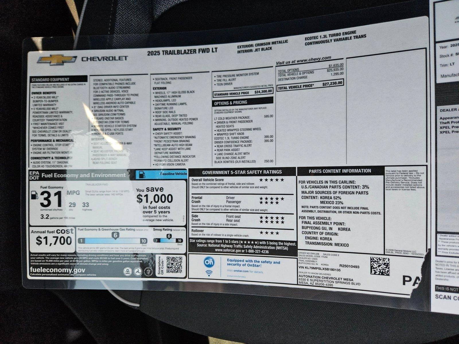 2025 Chevrolet Trailblazer Vehicle Photo in MESA, AZ 85206-4395