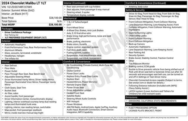 2024 Chevrolet Malibu Vehicle Photo in DANBURY, CT 06810-5034