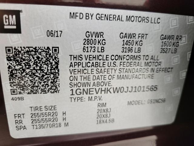 2018 Chevrolet Traverse Vehicle Photo in APPLETON, WI 54914-4656