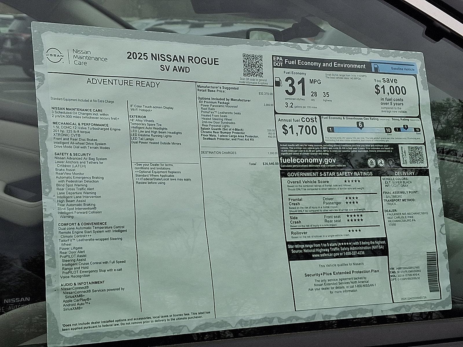 2025 Nissan Rogue Vehicle Photo in Mechanicsburg, PA 17050-2306