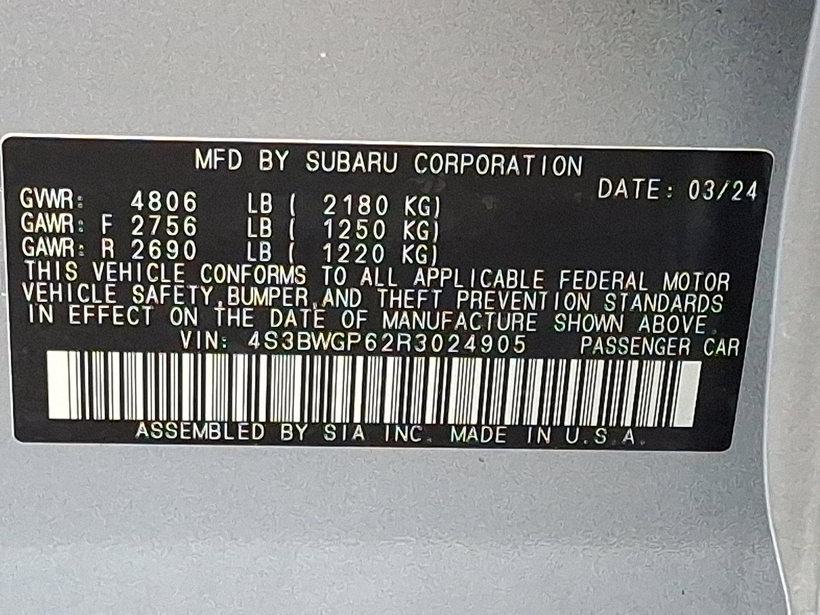 2024 Subaru Legacy Vehicle Photo in Easton, PA 18045