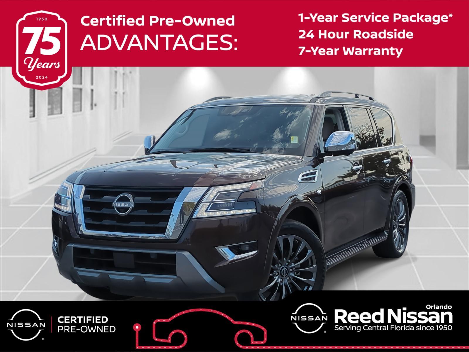 Certified 2021 Nissan Armada Platinum with VIN JN8AY2DA7M9372341 for sale in Orlando, FL