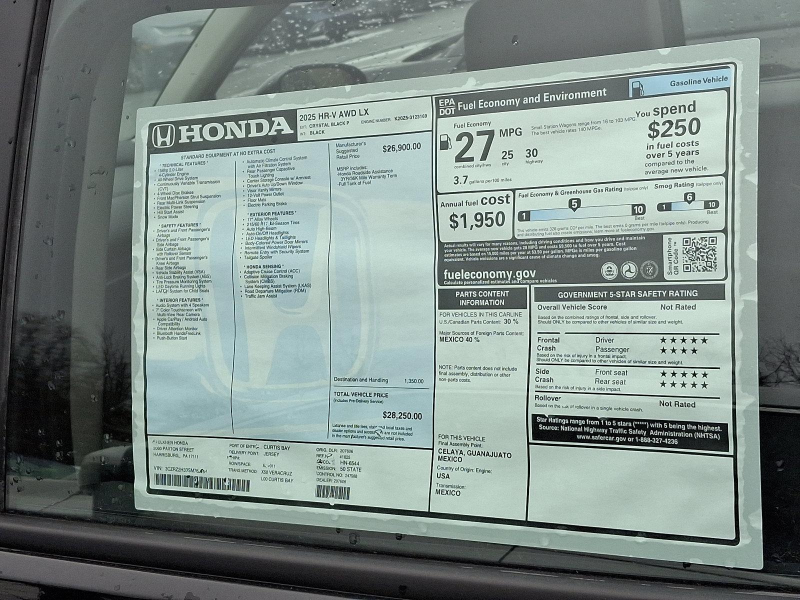 2025 Honda HR-V Vehicle Photo in Harrisburg, PA 17111