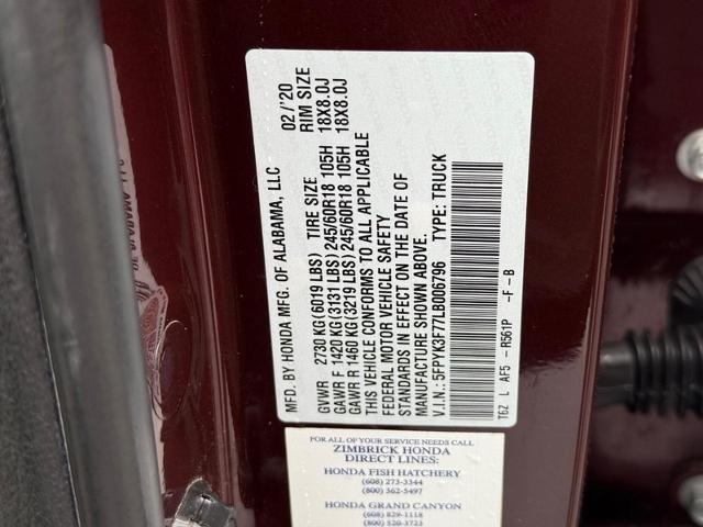 2020 Honda Ridgeline Vehicle Photo in MADISON, WI 53713-3220
