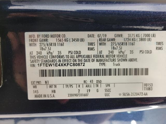2019 Ford F-150 Vehicle Photo in APPLETON, WI 54914-4656