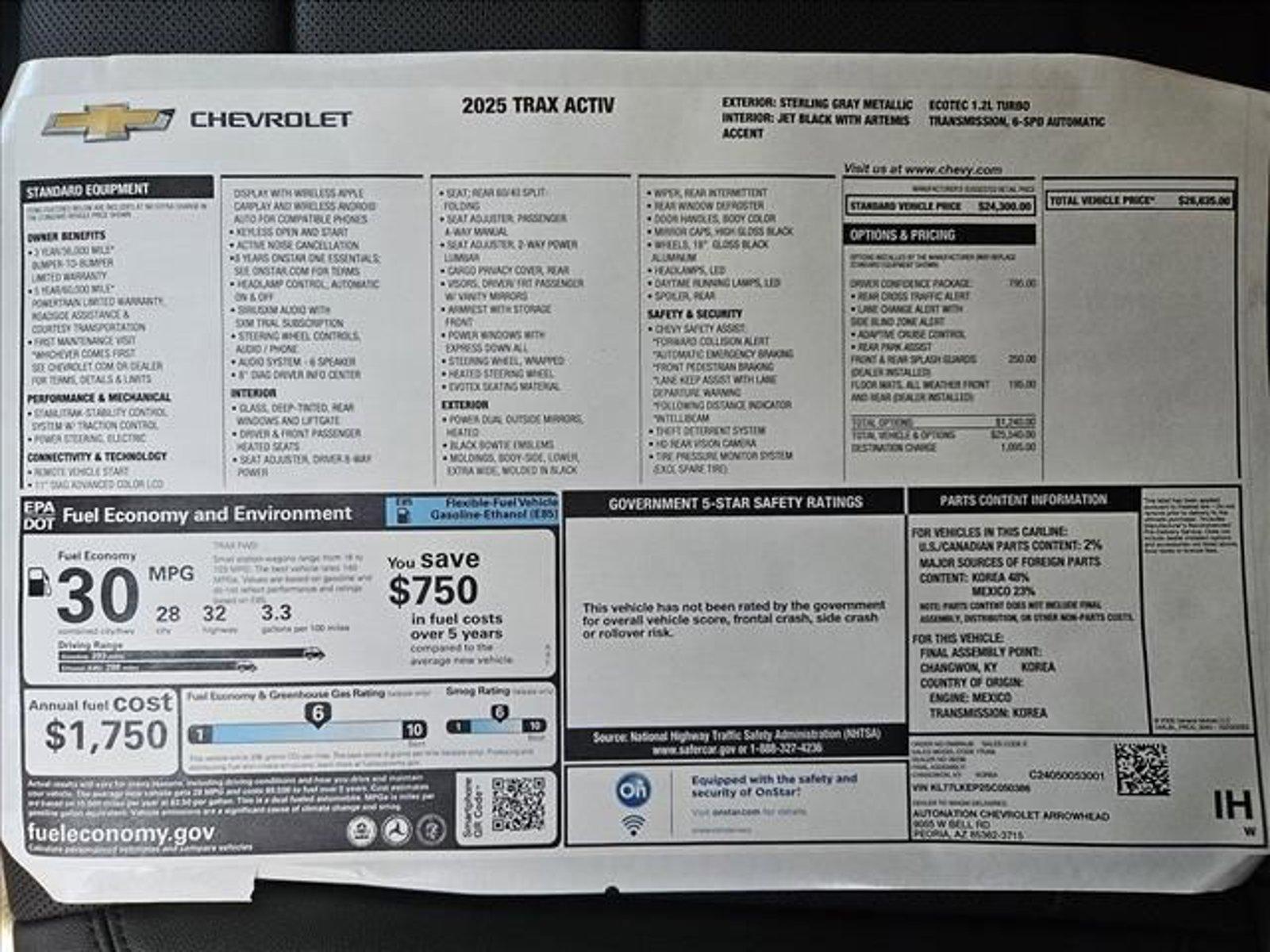 2025 Chevrolet Trax Vehicle Photo in PEORIA, AZ 85382-3715