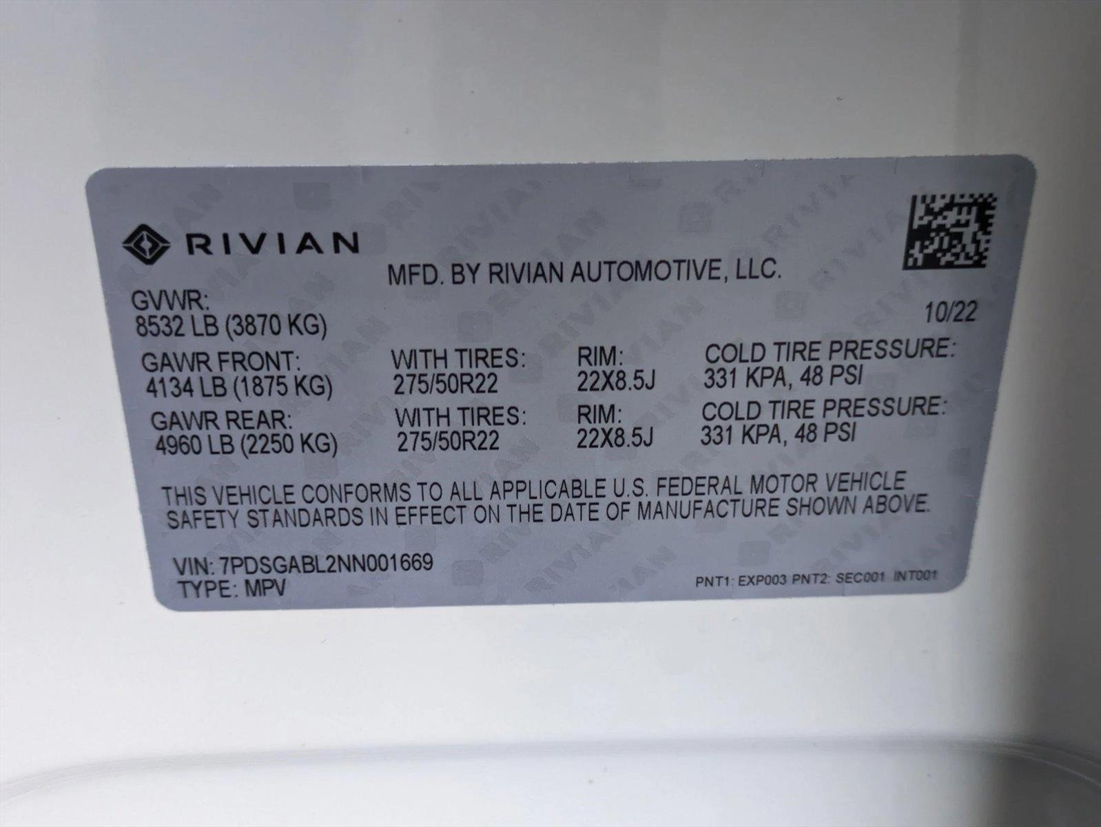 2022 Rivian R1S Vehicle Photo in WEST PALM BEACH, FL 33407-3296