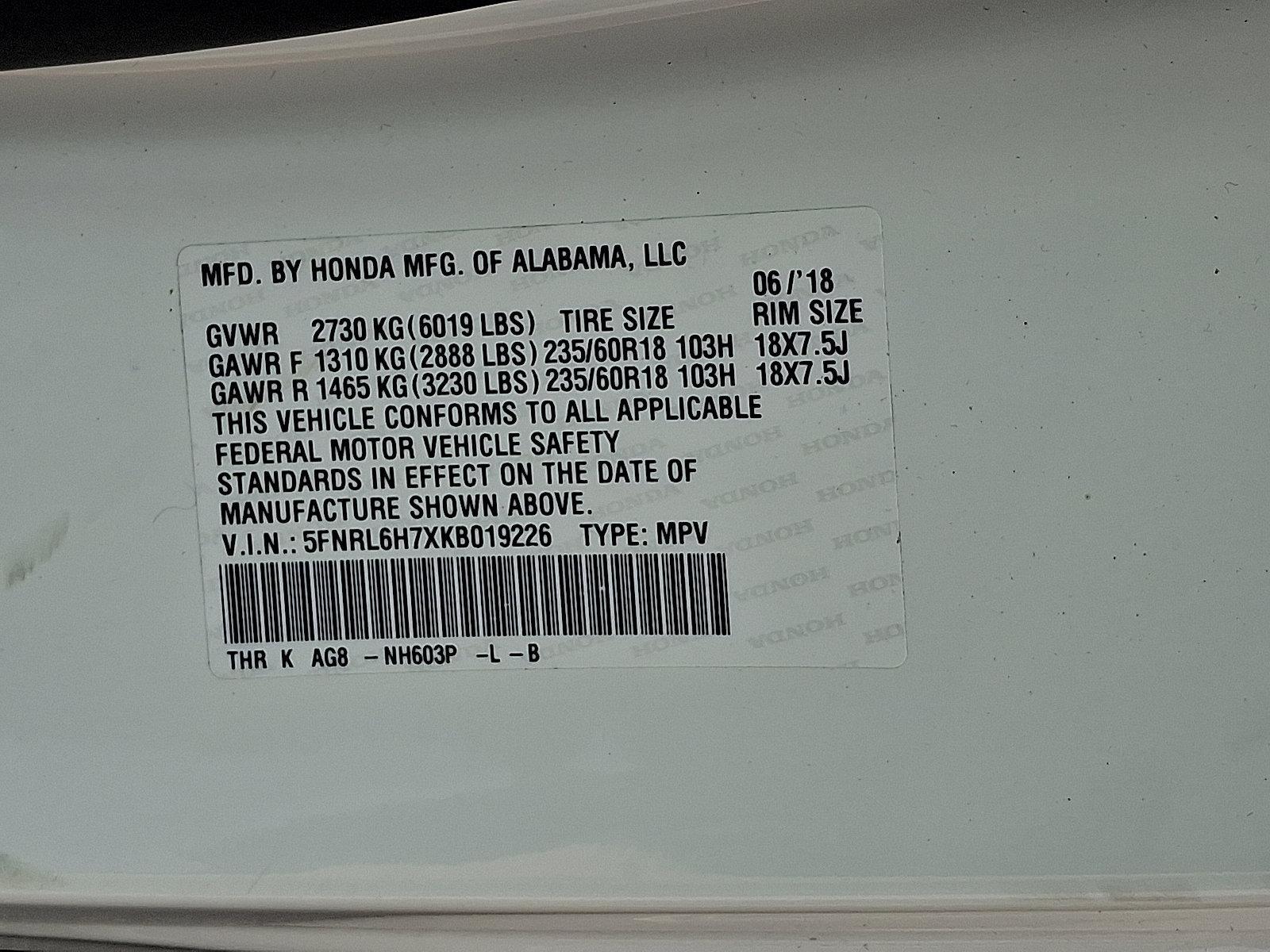 2019 Honda Odyssey Vehicle Photo in Harrisburg, PA 17111