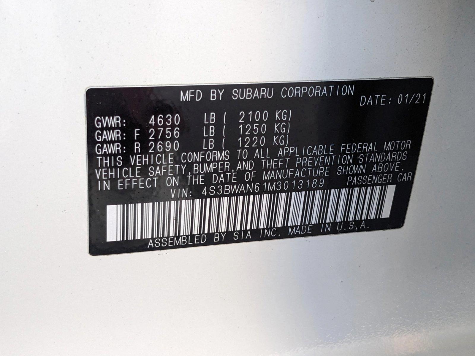 2021 Subaru Legacy Vehicle Photo in Tampa, FL 33614